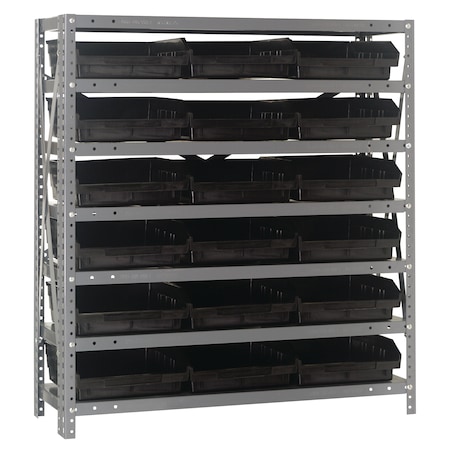 Quantum Storage Systems Steel Shelving with plastic bins 1239-109BK